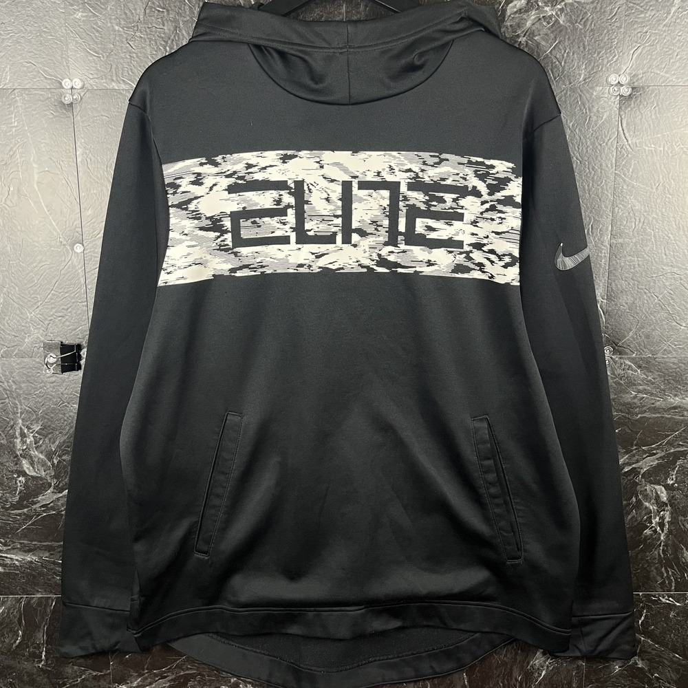 Nike Men's Black Elite Paint Splatter Fleece Hoodie Large